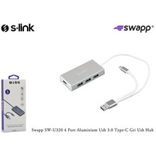 S-Link Swapp Sw-U320 4 Port Usb 3.0 Type-C Gri Aluminium Usb 3.0 Usb Hub(Usb Hub S-Link Sw-U320) - 1