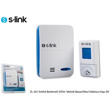 S-Link Zl-141 3Xaa Beslemeli 32Pol. Melodi Beyaz-Mavi Kablosuz Kapı Zili(Hrd S-Link Zl-141) - 1