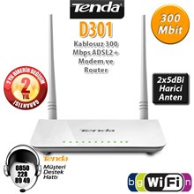 Tenda D301V2 300 Mbps 4 Port Adsl2+ Kablosuz Modem 2 Anten(Oem Adsl Tenda D301V2) - 1