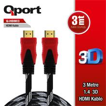 Qport 3 Metre Q-Hdmı3 1.4 3D Altın Uçlu Hdmı Kablo