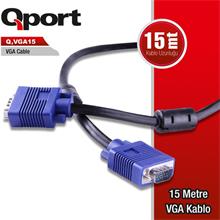 Qport 15 Metre 15Pin Filtreli Vga Monitör Kablosu (Q-Vga15)