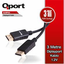 Qport 3 Metre 1.2V Display Port Kablo (Q-Dp03)