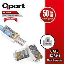 Qport Q-J601Y Cat6 (50Lik) Ez-Rj45 Metal Yeni Nesil Delikli Konnektör