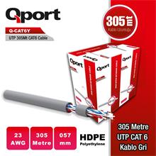 Qport 305 Metre Q-Cat6Y Utp Cat6 23 Awg Pe Gri Ethernet Kablosu