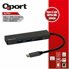 Qport Q-Tu4 Type-C To Usb 3.0 + Sd + Mıcro Sd Çevirici