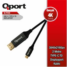 Qport 2 Metre Type-C To Dısplay Port 4K 60Hz Çevirici Kablo (Q-Thd)