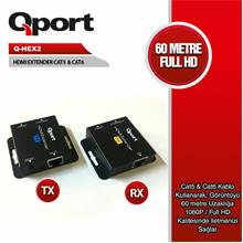 Qport 60 Metre Hdmı Extender Cat6 60M 2Li Paket (Adaptör Dahil) (Q-Hex2)