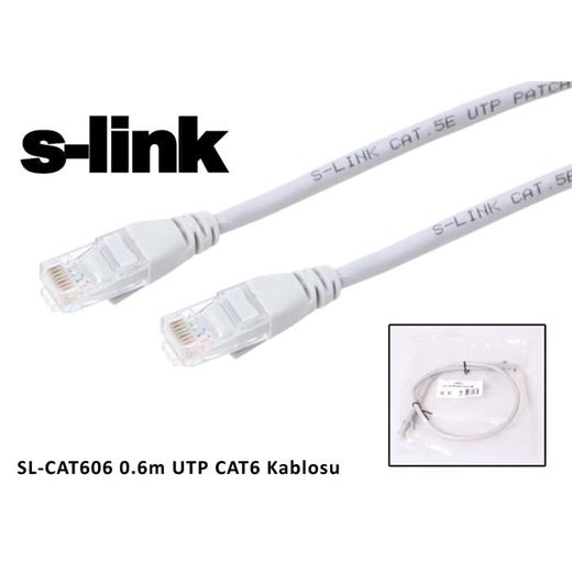 S-Link Sl-Cat606 Cat6 0.60Mt Gri Utp Patch Kablo(Kablo Cat6 S-Link 0.60Cm)