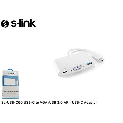 S-Link Sl-Usb-C60 Type-C Erkek To Vga Usb 3.0 Type-C Çevirici(Kablo Ç Sl-Usb-C60)