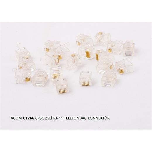 Vcom Ct266 6P6C 20Li Rj-11 Telefon Jac Konnektör(Kablo Kon Ct266 20Li)