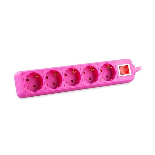 S-Link Spg-R-5 Pembe 5Li 1.5Mt Akım Koruyuculu Anahtarlı Priz(Kablo P Spg-R-5 Pembe)
