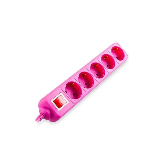 S-Link Spg-R-5 Pembe 5Li 1.5Mt Akım Koruyuculu Anahtarlı Priz(Kablo P Spg-R-5 Pembe)