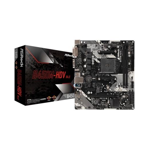 Asrock B450M-Hdv R4.0 Socket Am4, Ddr4 3200Mhz+ (O Anakart(Oem Brd Asrock B450M)