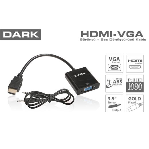 Dark Hdmı - Vga Ve Ses Aktif Dijital-Analog Dönüştürücüsü(Kablo Ç Dk-Hd-Ahdmıxvga)
