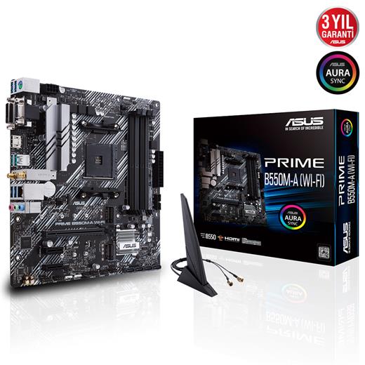 Asus Prime B550M-A (Wı-Fı) Amd Am4 3.Nesil Ddr4 Vga Dvı Hdmı Anakart(Oem Brd Asus Prıme B550W)
