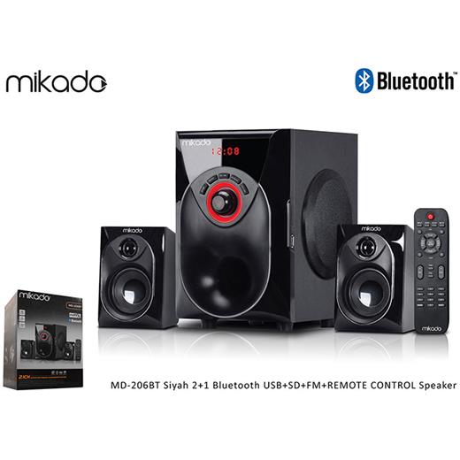 Mikado Md-206Bt Siyah 2+1 Bluetooth Usb+Sd+Fm+Remote Control Speaker(Spk Mıkado Md-206Bt Sıya)