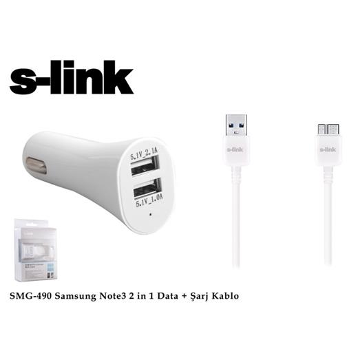 S-Link Smg-490 1000Ma Note 3 Şarj Kablo Araç Data Şarj Kablosu (Tel Kş S-Link Smg-490)