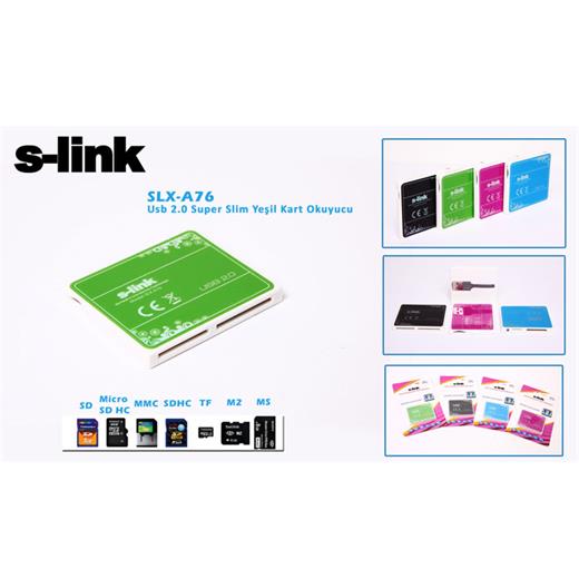 S-Link Slx-A76 Usb 2.0 İnce Tasarım Yeşil Kart Okuyucu(Usb Reader S-Link Slxa76)