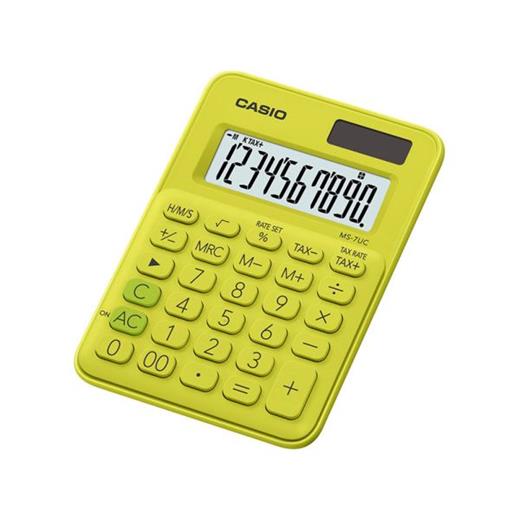 Casio Ms-7Uc-Yg 10 Hane Limon Sarı Masa Üstü Hesap Makinesi(Casıo Ms-7Uc-Yg)