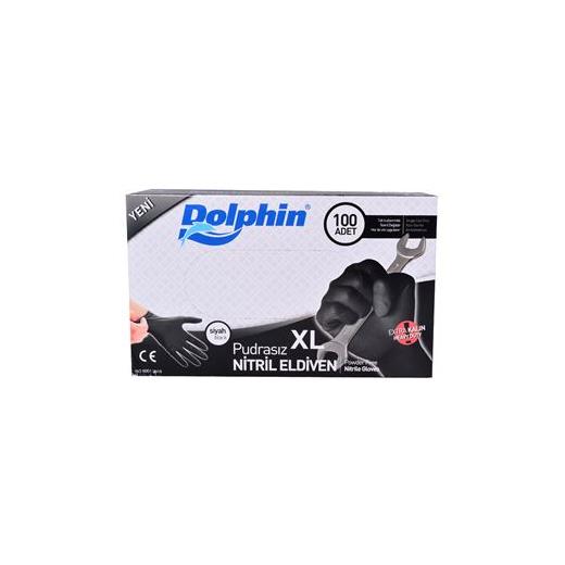 Dolphin Nitril Eldiven Pudrasız Siyah Xl Extra Kalın(Dolphin Mua Pudrasız Xl)