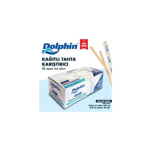 Dolphin Tahta Karıştırıcı Kağıt Sargılı Pakette 250 Adet  Kolide 20 Paket (Dolphin Tahta Kar.250Li)