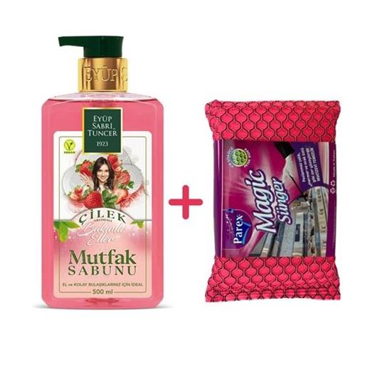 Eyüp Sabri Tuncer 500Ml Çilek Aromalı Mutfak Sabunu (Magic Sünger Hediyeli)(Koku Est 500Ml M.Sabun Ç)