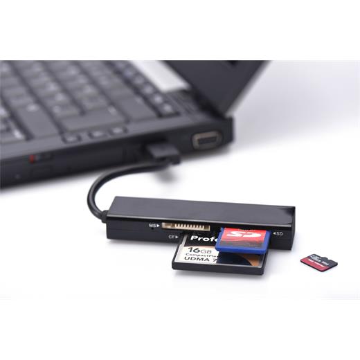 Ednet 4 Port Usb 3.0 Kart Okuyucusu, Ms, Sd, T-Flash, Cf Hafıza Kartları İle Uyumlu, Siyah Renk(Usb Reader Ed-85240)