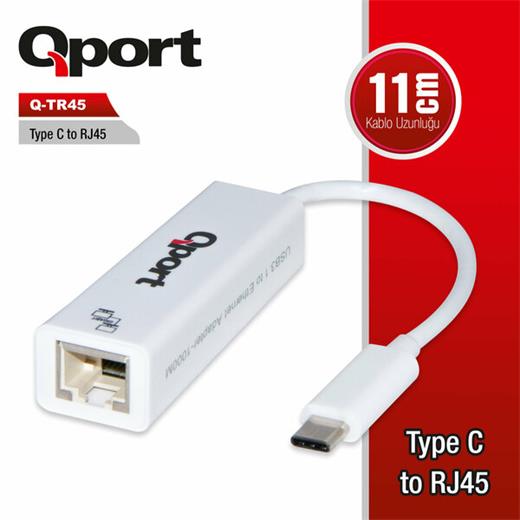 Qport Type-C To Rj45 Ethernet Çevirici (Q-Tr45)