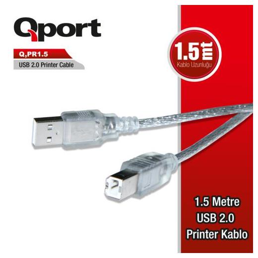 Qport 1.5 Metre Usb 2.0 Yazıcı Kablosu [Q-Pr1.5]