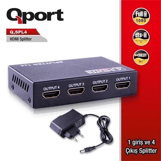 Qport 1Giriş 4 Çıkışlı Hdmı Splitter (Q-Spl4)