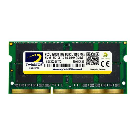 Twinmos Sodimm 4Gb 1600Mhz 1.35V Ddr3 Kutulu Notebook Bellek (Mdd3L4Gb1600N) 