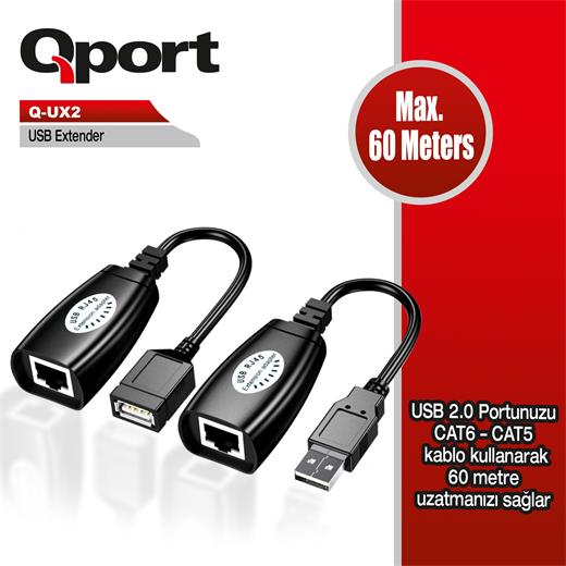 Qport 60 Metre Usb Extender 2Li Paket (Q-Ux2)