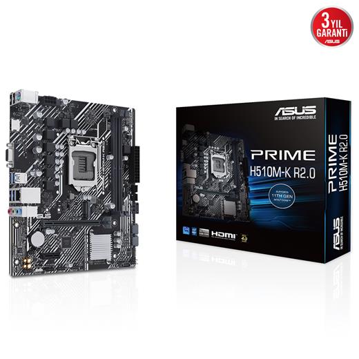 Asus Prıme H510M-K R2.0 1200P11 Ddr4 Ses+Glan Hdmı D-Sub M2 Usb3.2 Matx