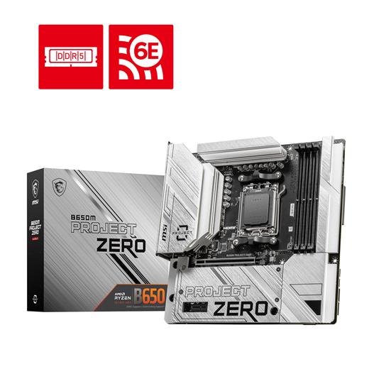 Msı B650M Project Zero Am5 Ddr5 7600(Oc) Hdmı Dp M.2 Usb3.2 Wıfı 6E Matx