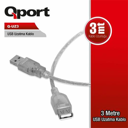 Qport 3 Metre Usb Uzatma Kablosu (Q-Uz3)