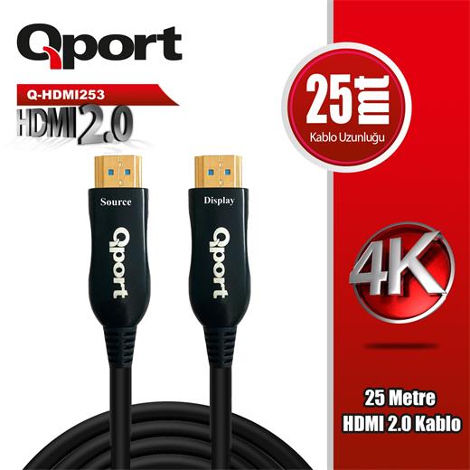 Qport 25 Metre Q-Hdmı253 2.0V 4K 60Hz Altın Uçlu Hdmı Kablo