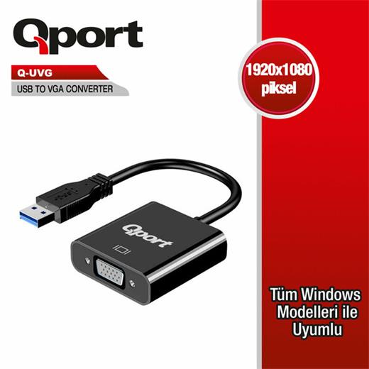 Qport Usb 3.0 To Vga Çevirici (Q-Uvg)
