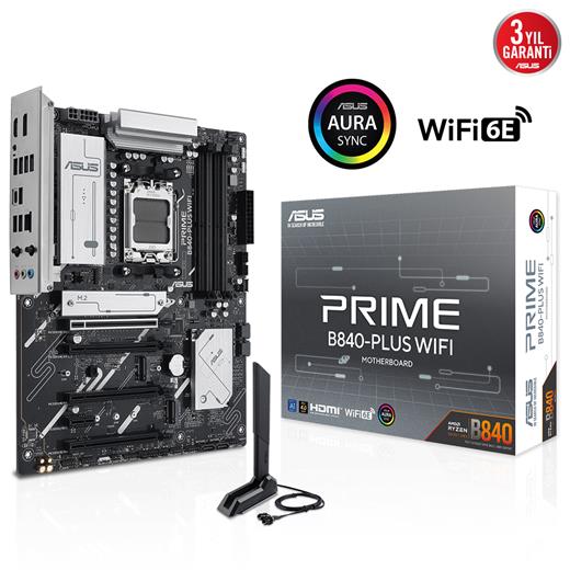 Asus Prıme B840-Plus Wıfı Am5 Ddr5 7600 Hdmı Dp 3Xm2 Usb Gbit Rgb Atx 