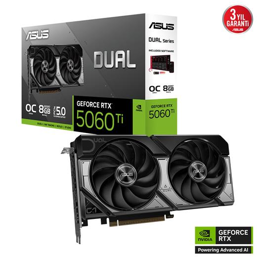 Asus 8Gb Dual-Rtx5060Tı-O8G Gddr7 128Bit Hdmı 3Xdp