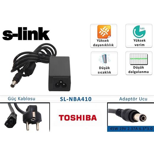 S-Link Sl-Nba410 45W 19V 2.37A 6.3-3.0 Toshıba Notebook Adaptörü(Adp S-Link Sl-Nba410)