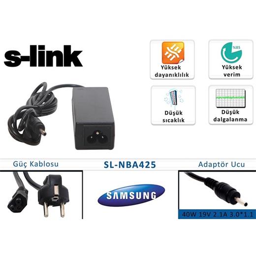 S-Link Sl-Nba425 40W 19V 2.1A 3.0-1.1 Samsung Notebook Adaptörü(Adp S-Link Sl-Nba425)