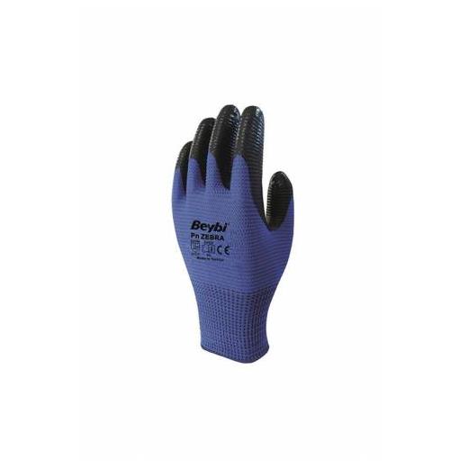 Beybi Nitril Poly Pnzebra 9 Beden Mavi Siyah  Eldiven 12Li Paket(Beybi Nitril Poly  M-S)