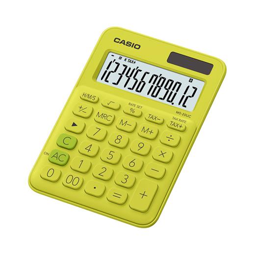 Casio Ms-20Uc-We 12 Hane Sarı Masa Üstü Hesap Makinesi(Casıo Ms-20Uc-Yg)