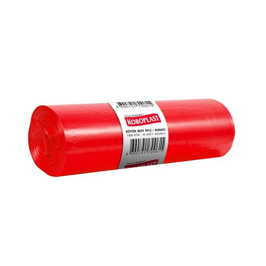 Koroplast Tıbbi Atık Büyük Boy İpli Çöp Poşeti Kırmızı 10 Adet 60X85Cm Kolide 10Pk(Çöp K Tıbbi Büyük İpli)