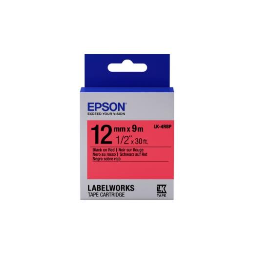 Epson Lk-4Rbp Pastel Siyah Üzeri Kırmızı 12Mm 9Metre Etiket(Epson Lk-4Rbp)