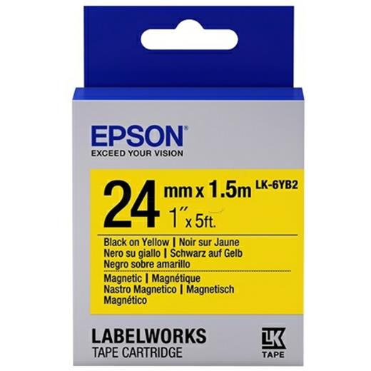Epson Lk-6Yb2 Mıknatıslı Siyah Üzeri Sarı 24Mm 1,5Metre Etiket(Epson Lk-6Yb2)